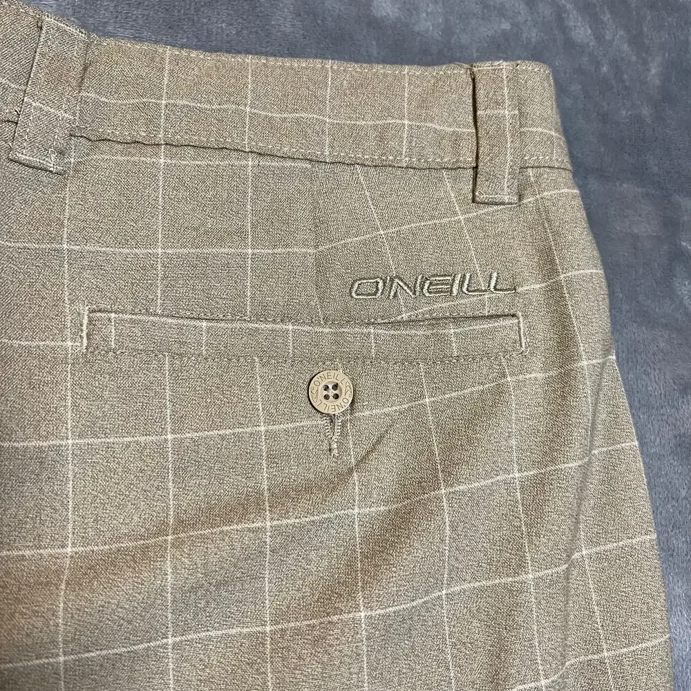 O'Neill Men's Stretch Walk Shorts Size 34 Flat Front Chino Window Pane Check